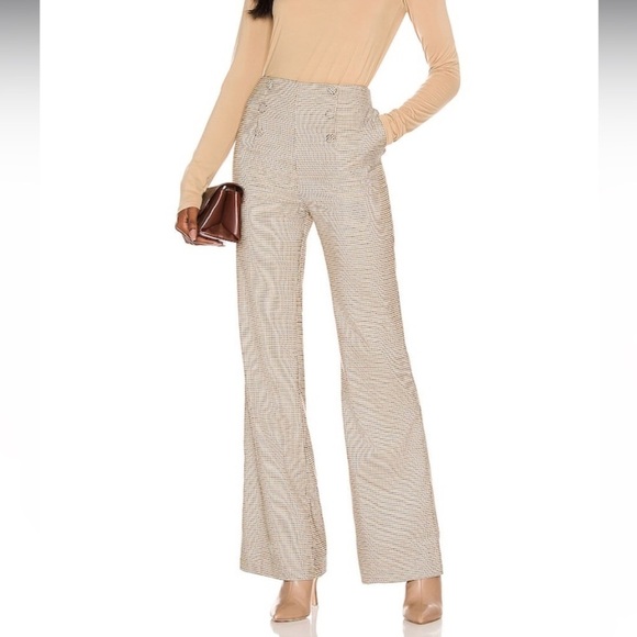 REVOLVE Cream Flare Pants - Picture 1 of 12
